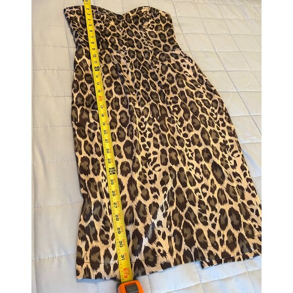 Arden B Strapless Silk Leopard Print Dress Sz S Animal Print Y2K Body con Cockta - Picture 5 of 16
